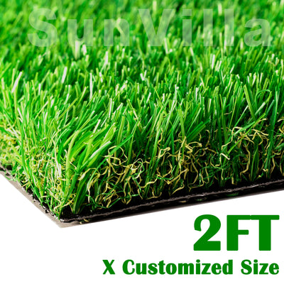 SunVilla Grass 2 FT Width by[ Custom Length ]FT Outdoor/Indoor Artificial Grass 1.38'' Pile Height