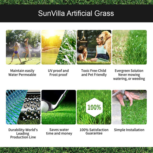 SunVilla 5'X10' Realistic Indoor/Outdoor Artificial Grass, 5 ft X 10 ft = 50 Square feet, Green/Olive Green/Yellow
