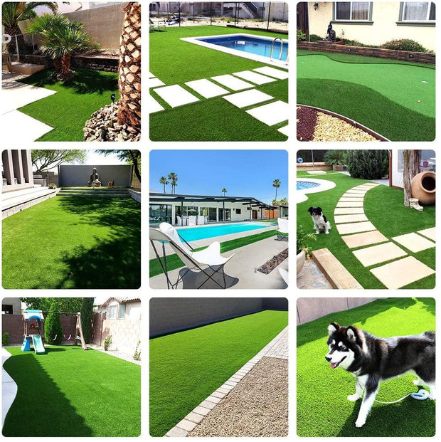 SunVilla Grass 7 FT Width by[ Custom Length ]FT Outdoor/Indoor Artificial Grass 1.38'' Pile Height