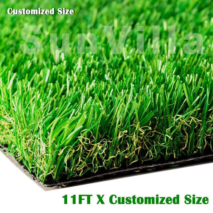 SunVilla Grass 11 FT Width by[ Custom Length ]FT Outdoor/Indoor Artificial Grass 1.38'' Pile Height