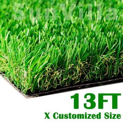 SunVilla Grass 13 FT Width by[ Custom Length ]FT Outdoor/Indoor Artificial Grass 1.38'' Pile Height