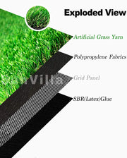 SunVilla Grass 3 FT Width by[ Custom Length ]FT Outdoor/Indoor Artificial Grass 1.38'' Pile Height