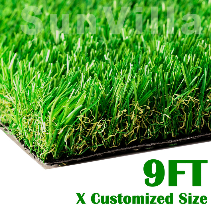 SunVilla Grass 9 FT Width by[ Custom Length ]FT Outdoor/Indoor Artificial Grass 1.38'' Pile Height